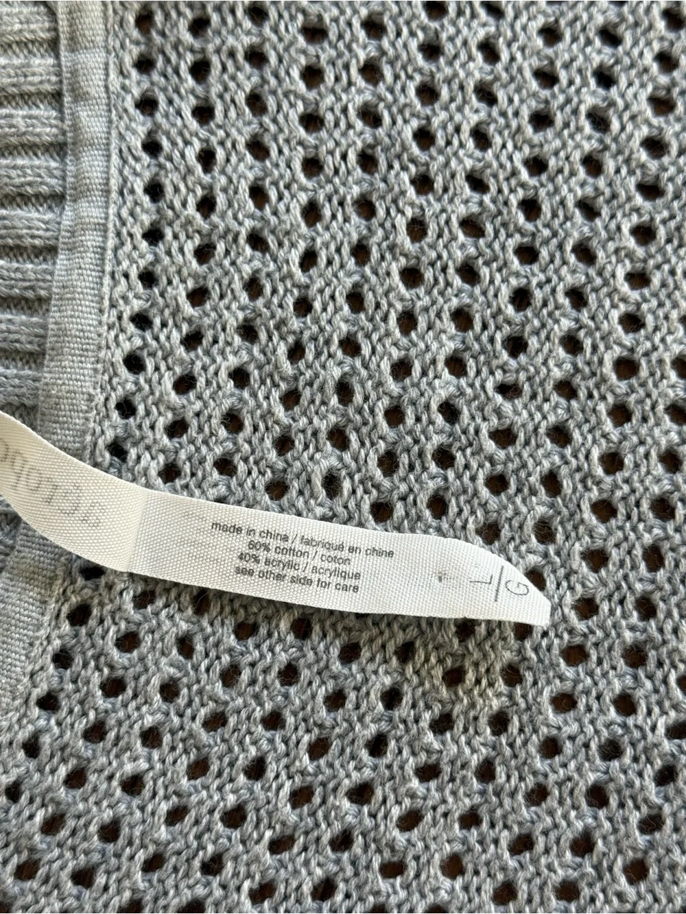Y2K Aeropostale Light Gray Open Weave Sweater Top size L